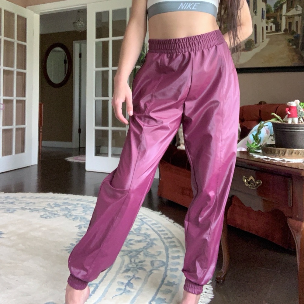 NWOT Victoria’s Secret Sport Plum Vinyl Joggers